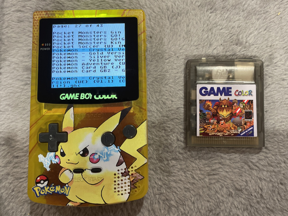 Alternative view of Nintendo Gameboy Color Pikachu IPS With EverDrive 700+ Games, 8gb Card