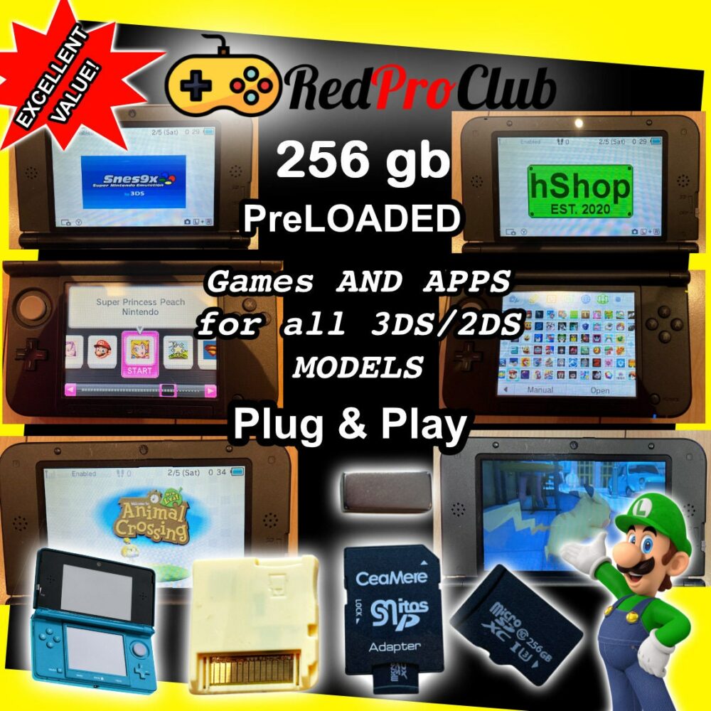 Alternative view of 128gb 256gb 512gb Unlocker Memory Card Kit for Nintendo 3DS 2DS Models XL , 'new', 2DS - 5000+ Games + Emulators + Apps - Region Free - NDS