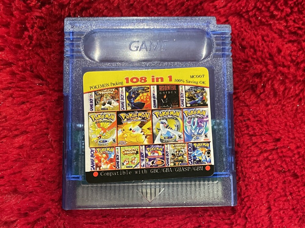 108 in 1 | GBC COllection (Pokemon Yellow Gold Blue Silver, Crystal, Red, Trading Card Game, Harvest Moon, Megaman + More!) - Gameboy Color